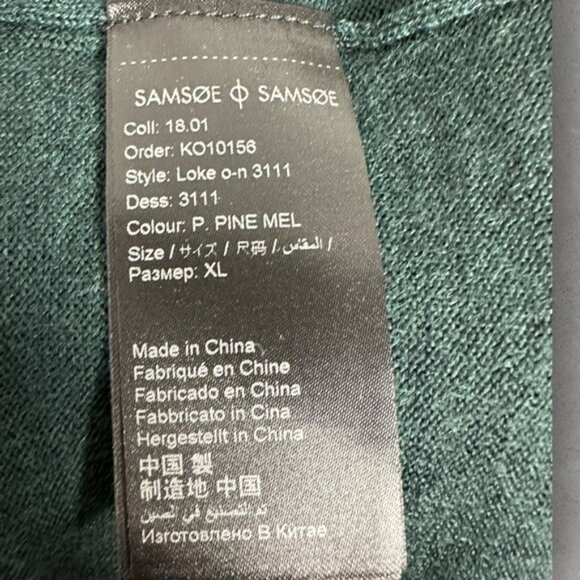 NWT Samsoe 100% Merino Wool Green Crew Neck Lightweight Sweater Mens Size XL New - Picture 9 of 15